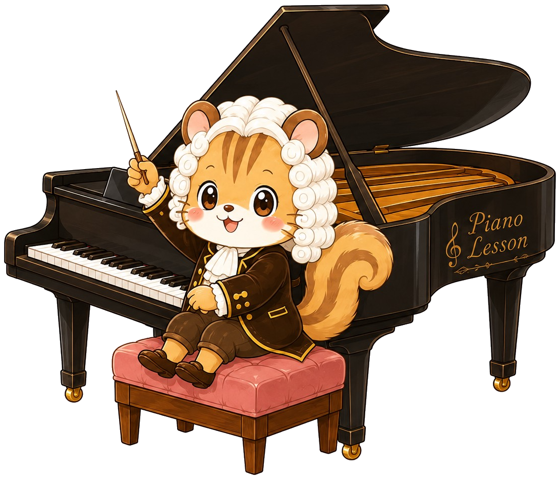 ピアノを弾くキャラクター